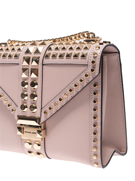 michael kors whitney large studded shoulder bag|quilted shoulder bag with chain.